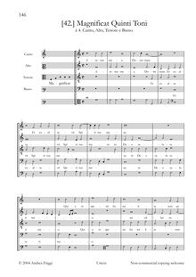 Partition Vocal et continuo score, Magnificat Quinti Toni à , Canto, Alto, ténor e Basso