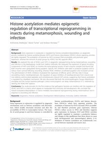 Histone acetylation mediates epigenetic regulation of transcriptional reprogramming in insects during metamorphosis, wounding and infection