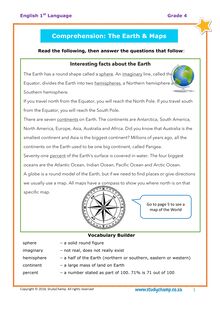 Grade 4 Comprehension: Earth And Maps