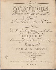 Partition violon 2, 6 Quatuors, Concertantes et dialogués pour 2 Violons, Alto et Violoncel