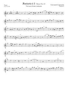 Partition ténor viole de gambe 2, octave aigu clef, Fantasia pour 5 violes de gambe, RC 40
