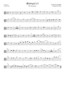 Partition viole de gambe aigue 2, alto clef, Madrigali A Cinque Voci. Quatro Libro par Carlo Gesualdo