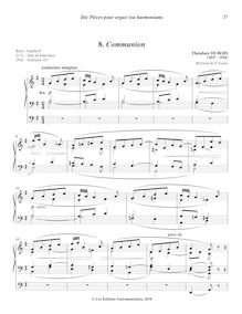 Partition , Communion, Dix pièces pour orgue ou harmonium, Dubois, Théodore par Théodore Dubois