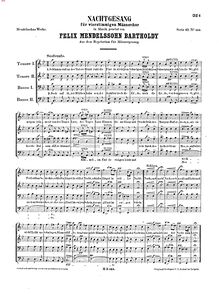 Partition complète, Nachtgesang, WoO 21, Mendelssohn, Felix
