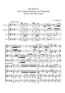Partition I, Larghetto espressivo. Allegretto agitato, corde quatuor No.11, Op.95