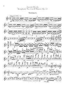 Partition violons I, Symphony No.4, Symfonie č.4, D minor, Dvořák, Antonín