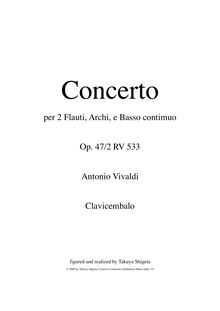 Partition Continuo (Realised), Concerto pour 2 flûtes en C major, RV 533
