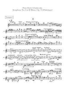 Partition trompette 1, 2 (B♭, A), Symphony No.6, Pathétique / Патетическая (Pateticheskaya)