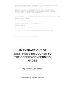Josephus  Discourse to the Greeks Concerning Hades