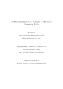 The black sheep effect as a function of information processing depth [Elektronische Ressource] / von Gerhard Reese