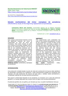 Estudio morfométrico del inicio- reemplazo de ponedoras (Morfométrico study of the beginning replacement of ponedoras)
