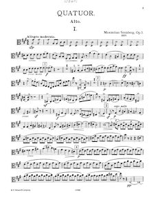 Partition viole de gambe, corde quatuor No.1, Op.5, A major, Steinberg, Maksimilian