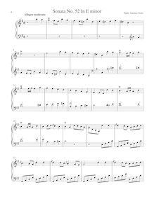 Partition Sonata R.52 en E minor, clavier sonates R.51-60, Soler, Antonio
