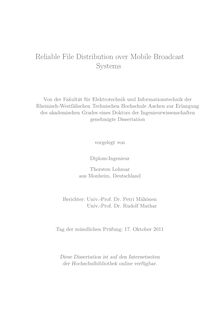 Reliable file distribution over mobile broadcast systems [Elektronische Ressource] / Thorsten Lohmar
