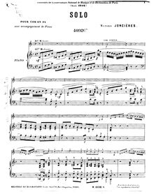 Partition de piano, Solo pour cor en fa, F Major, Joncières, Victorin de