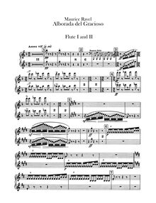 Partition flûte 1/2, 3 (doubles Piccolo), Alto flûte, Miroirs, Ravel, Maurice