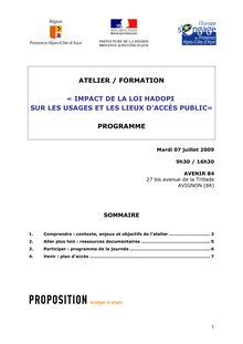 Livret du Participant (244.1 ko) - ATELIER / FORMATION « IMPACT DE ...