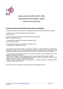 Programme du CAPES externe d espagnol 2014