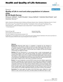 Quality of Life in rural and urban populations in Lebanon using SF-36 Health Survey