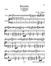 Partition de piano et , partie, 2 Mazurkas, Wieniawski, Henri