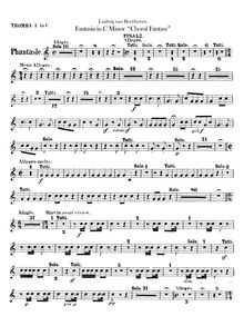 Partition trompette 1, 2 (en C), Fantasia pour Piano, chœur et orchestre