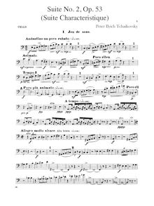 Partition violoncelles,  No.2, Suite caractéristique, Tchaikovsky, Pyotr