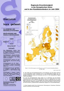 Regionale Erwerbslosigkeit in der Europäischen Union und in den Kandidatenländern im Jahr 2004