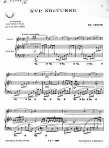Partition violon et partition de piano, nocturnes, Chopin, Frédéric par Frédéric Chopin