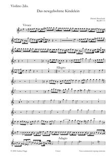 Partition violon 2, Das newgebohrne Kindelein cantata pour chœur et/ou soli SATB, cordes et continuo, BuxWV 13