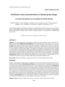 Sunflower meal concentrations in Massai grass silage