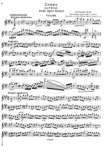 Partition de violon, Fantaisie sur des motifs de l opéra  Zampa , Op.90