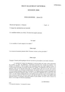 Philosophie 2000 Sciences Economiques et Sociales Baccalauréat général