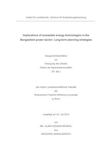 Implications of renewable energy technologies in the Bangladesh power sector: long-term planning strategies [Elektronische Ressource] / von Md. Alam Hossain Mondal