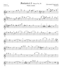 Partition ténor viole de gambe 1, octave aigu clef, Fantasia pour 5 violes de gambe, RC 52