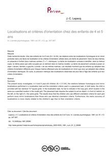 Localisations et critères d orientation chez des enfants de 4 et 5 ans - article ; n°2 ; vol.81, pg 347-367
