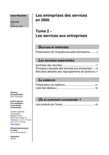 Les entreprises de services en 2000 Tome II: les services aux entreprises