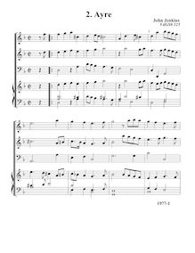 Partition complète, Airs pour 3 violes de gambe avec Lyra viole de gambe et clavecin par John Jenkins