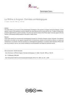 Le Rhône à Avignon. Données archéologiques - article ; n°1 ; vol.56, pg 109-120