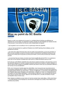SC Bastia - Mise au point du Club - Coincidence Affaire Davet / Affaire Geronimi? 
