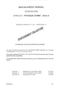 Sujet du bac S session 2006: Physique Chimie Obligatoire