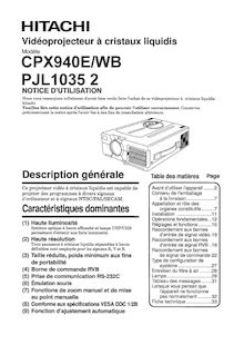 Notice Projecteur Hitachi  CP-X940E