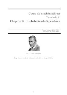 Cours de mathématiques Chapitre 8 : Probabilités-Indépendance