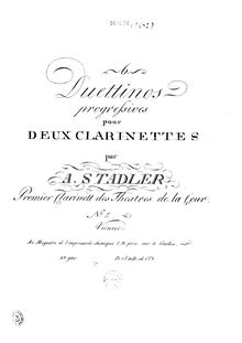 Partition clarinette 1 (monochrome), 6 Duettinos progressives pour Deux Clarinettes
