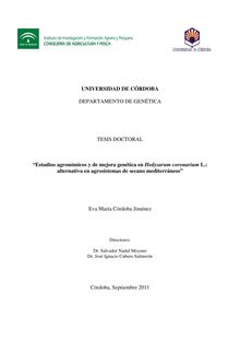 Estudios agronómicos y de mejora genética en Hedysarum coronarium L.: alternativa en agrosistemas de secano mediterráneos