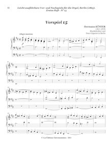 Partition Vorspiel 15, Leicht ausführbare Vor- und Nachspiele für die Orgel, bande 1
