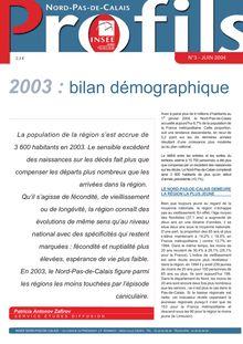 2003 : bilan démographique