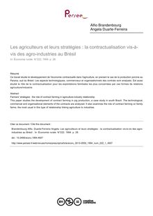 Les agriculteurs et leurs stratégies : la contractualisation vis-à-vis des agro-industries au Brésil  - article ; n°1 ; vol.222, pg 28-28