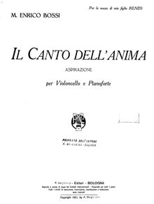 Partition de piano, Il Canto dell Anima Aspirazione, Bossi, Marco Enrico