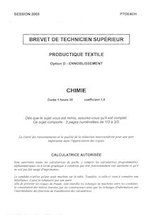 Chimie 2003 Ennoblissement BTS Productique - textile