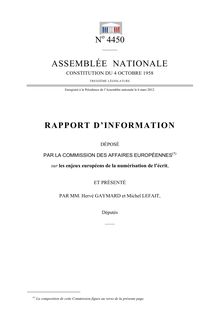 Rapport d information déposé par la commission des affaires européennes sur les enjeux européens de la numérisation de l écrit